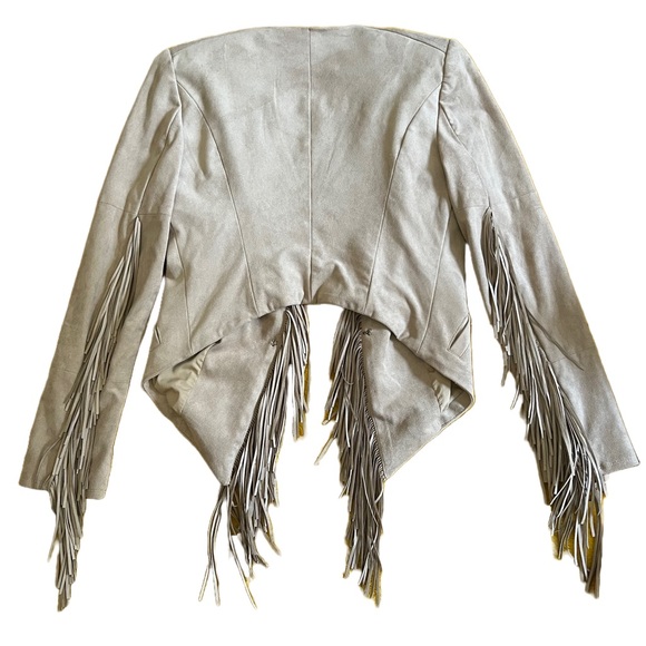 GUESS VINTAGE TAN FAUX SUEDE JACKET WITH FRINGE SIZE XS - Picture 4 of 10